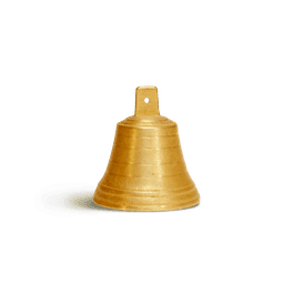 Picture of a golden bell on a white background.