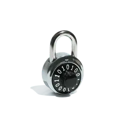 A master lock with ones and zeroes instead of the regular numbers.