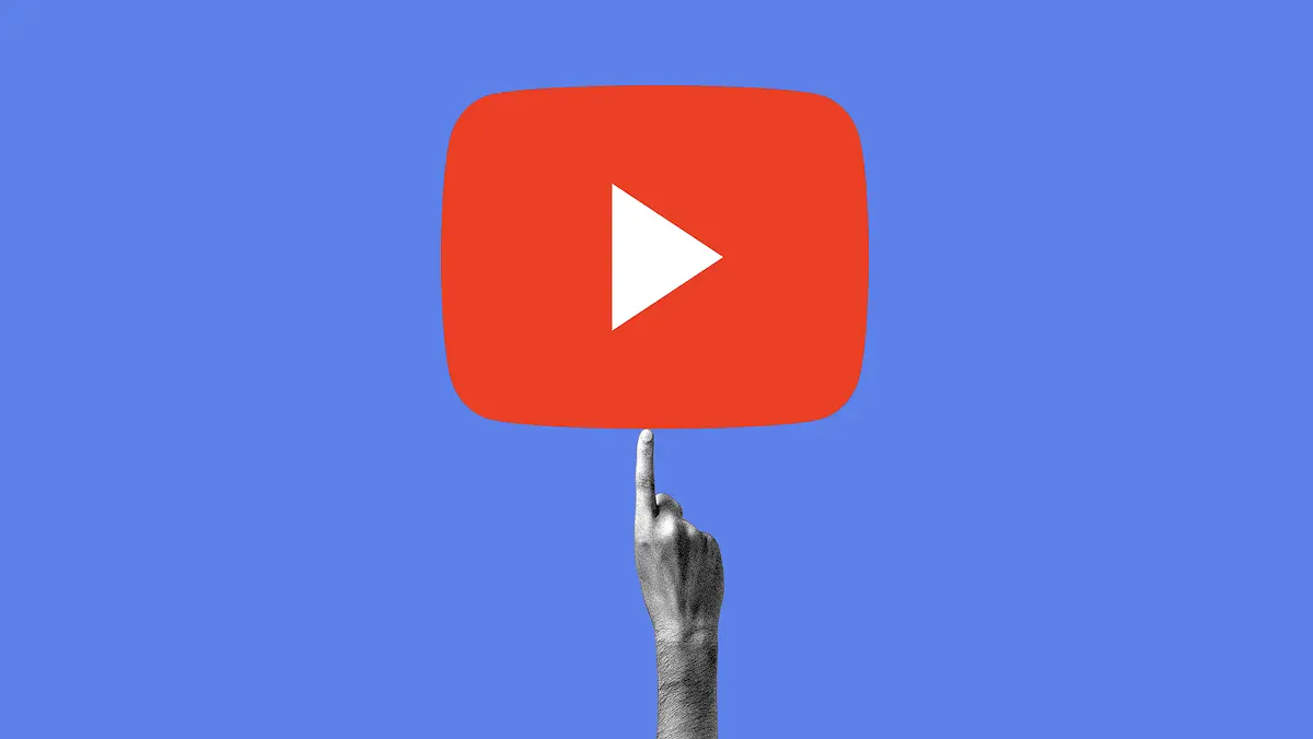 Illustration of a hand pointing up to the YouTube logo